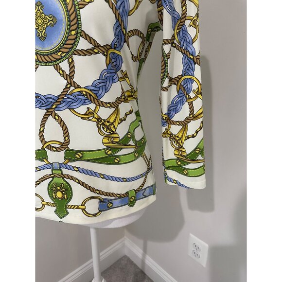 J.McLaughlin Top Size Small Catalina Chain Rope Print 3/4 Sleeve - Picture 10 of 11